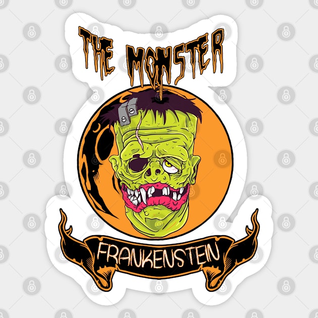 THE MONSTER FRANKENSTEIN-Happy Halloween Sticker by KrasiStaleva